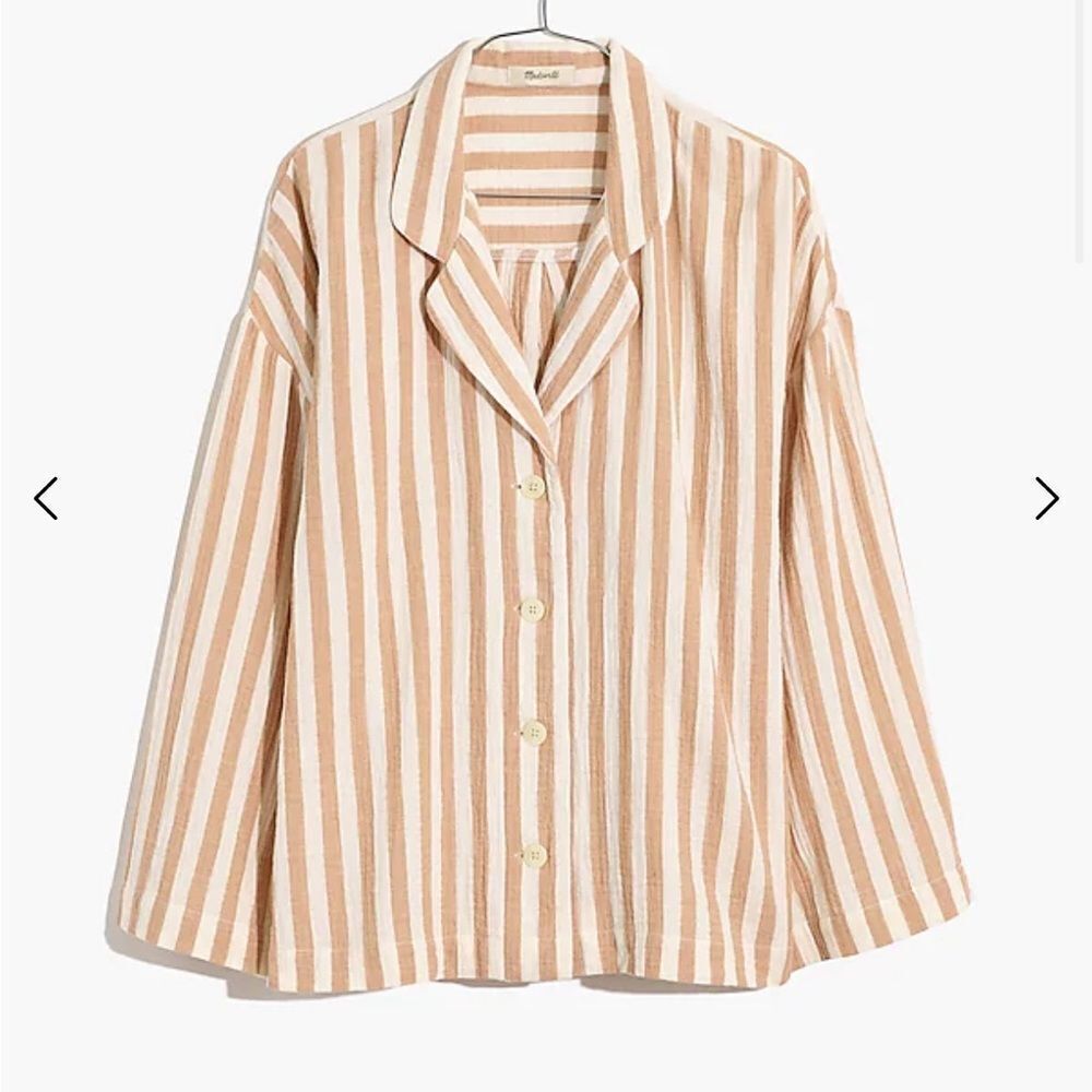 Madewell Striped Double-Gauze Oversized Pajama Shirt Sz S Hyde Park Stripe NEW